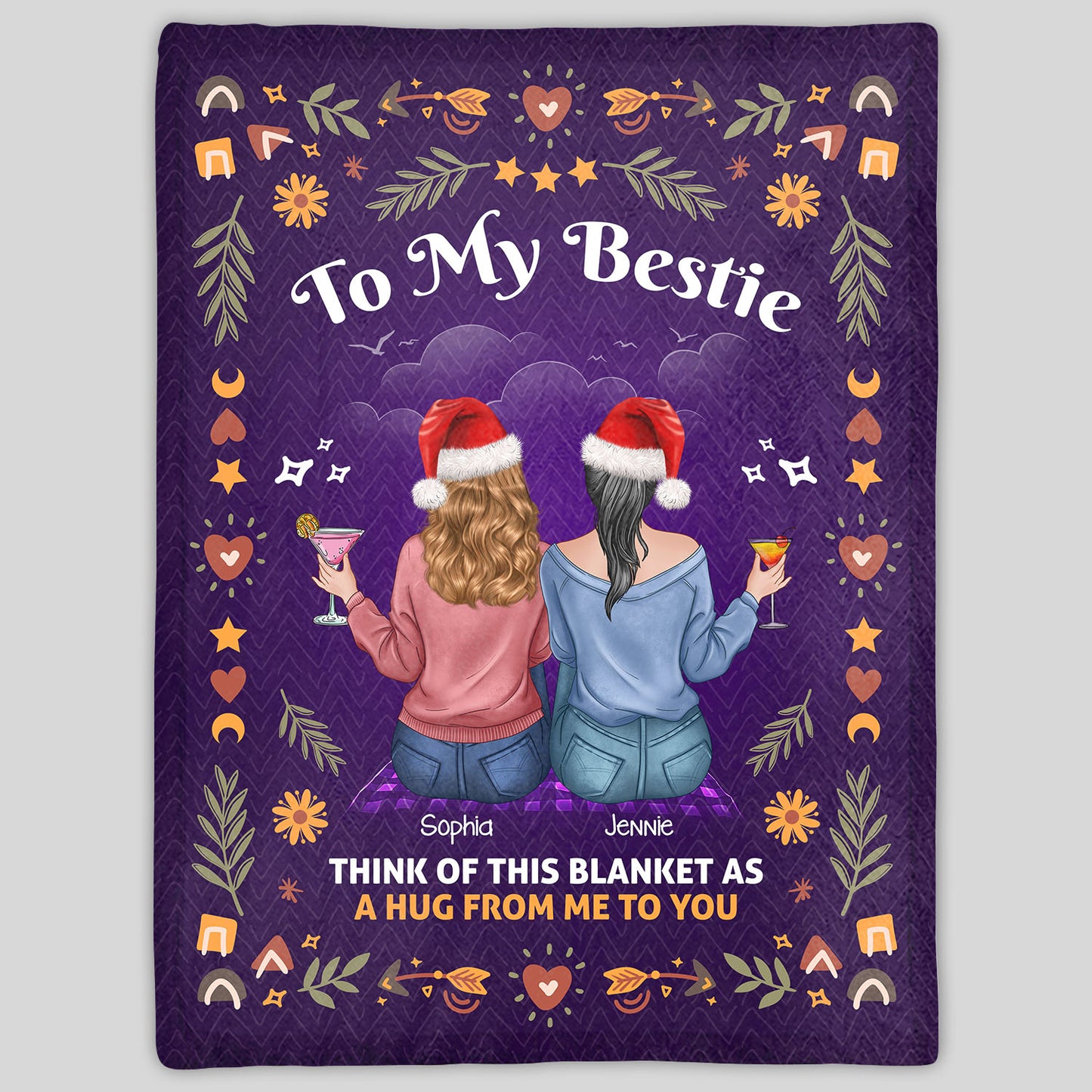 Think of this Blanket As a Hug - Gift For Sisters/Niece/Bestie - Personalized Fleece Blanket