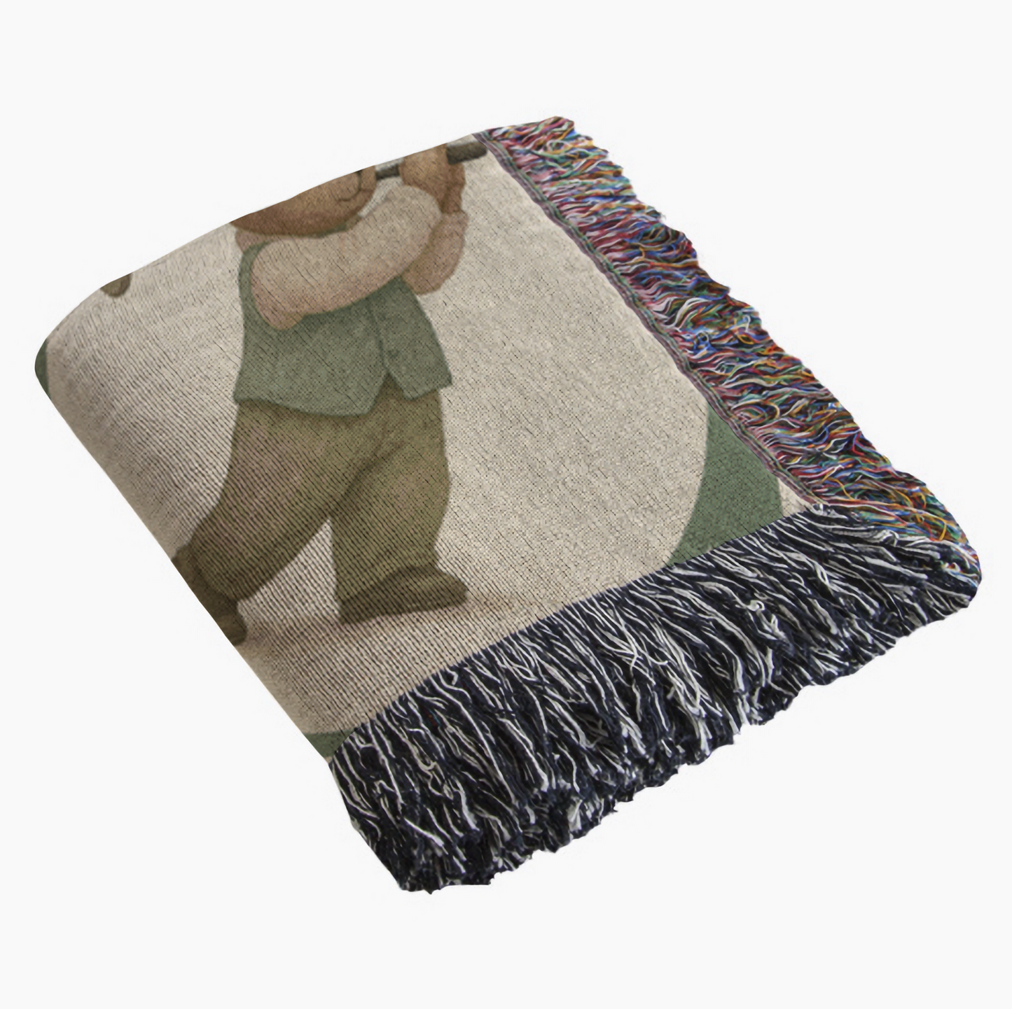 Personalized Golf Baby Blanket – Woven Teddy Bear Name Throw, Sage Preppy Nursery Decor, Little Golfer Gift