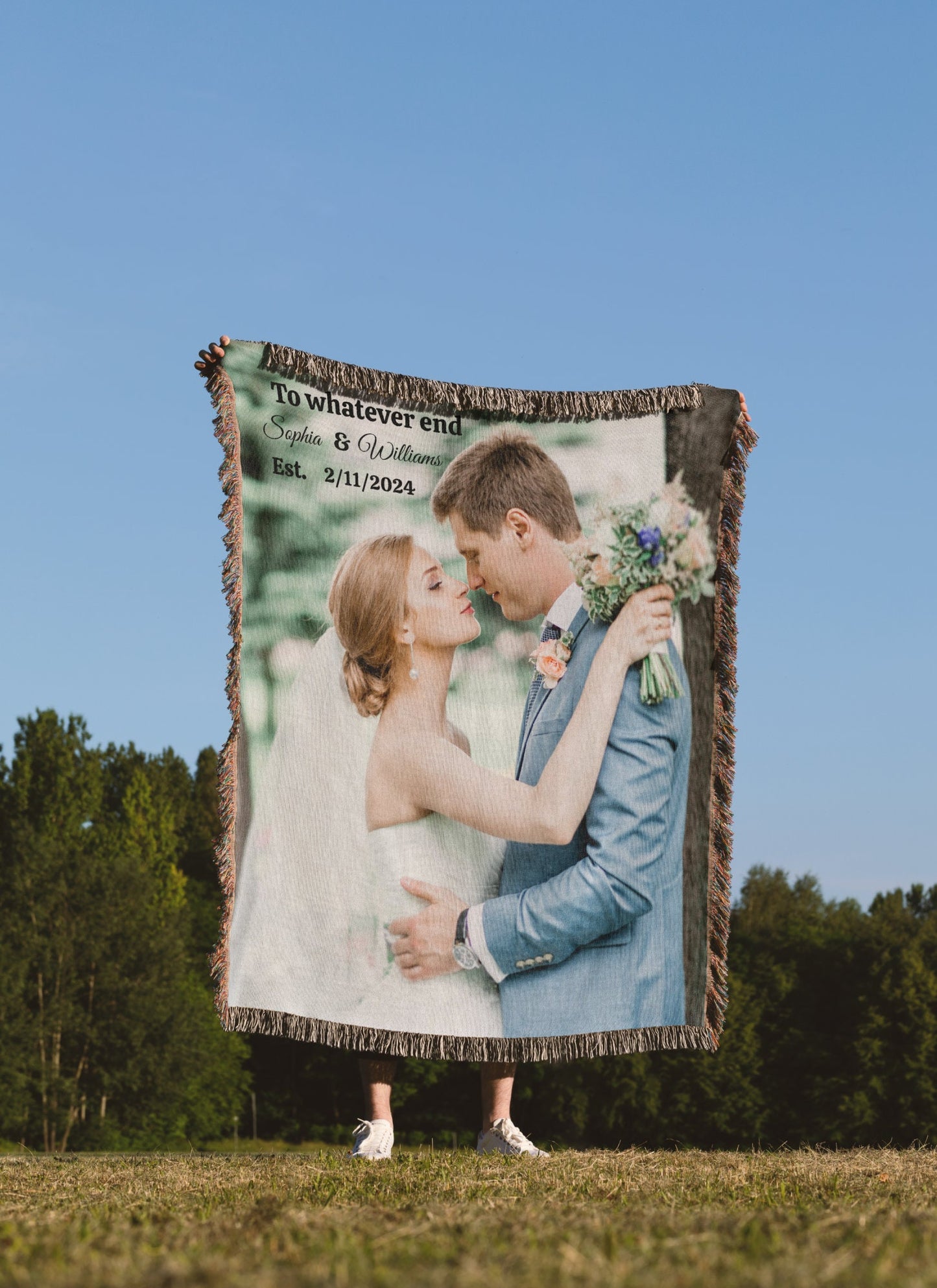 Custom Photo Woven Blanket, Personalized Woven Blanket, Ist Anniversary Gift