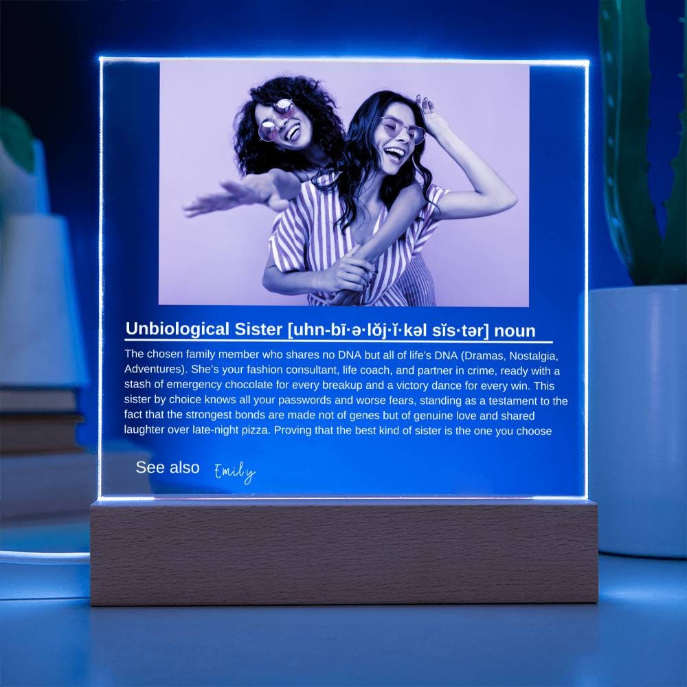 Personalized Led Night Light Bestie Gift, Custom Best Friend Sister Gift, Custom Friendship Gift, Personalized Unbiological Sister Gift