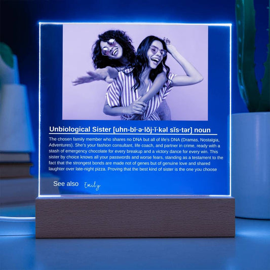 Personalized Led Night Light Bestie Gift, Custom Best Friend Sister Gift, Custom Friendship Gift, Personalized Unbiological Sister Gift