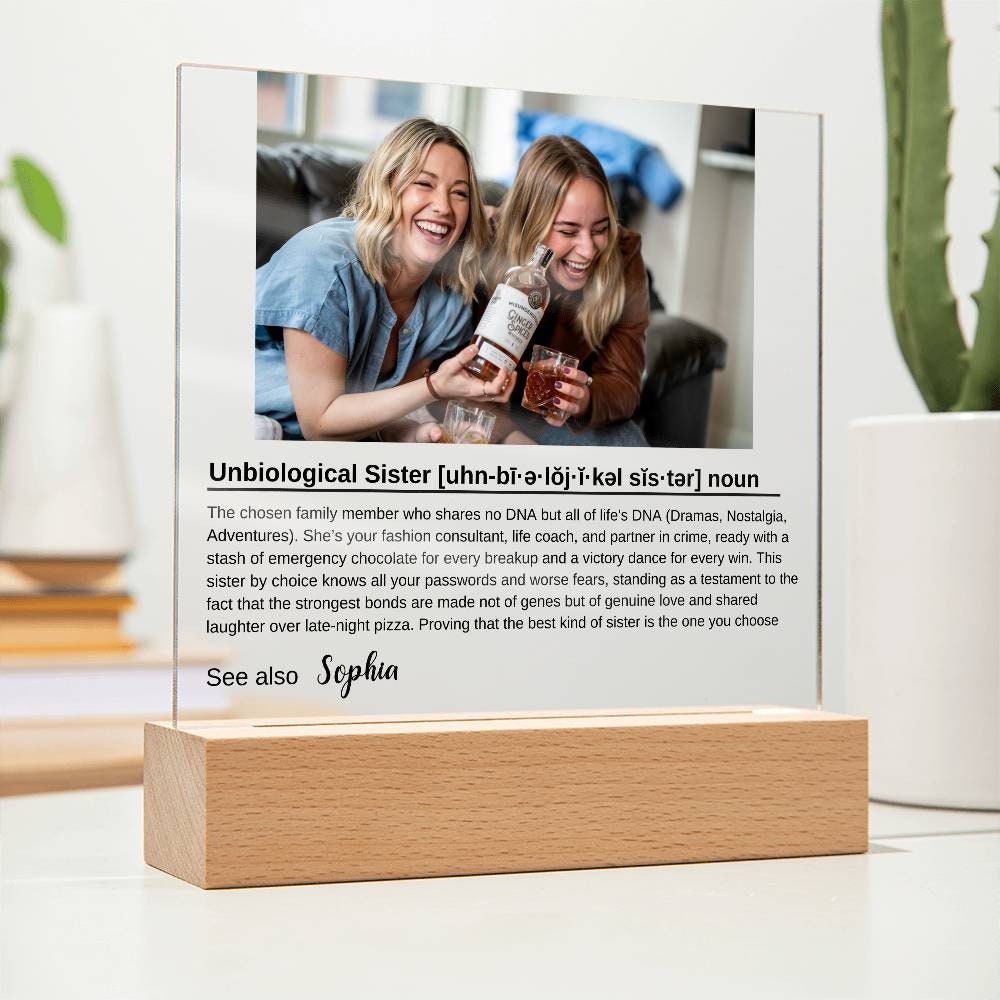 Personalized Led Night Light Bestie Gift, Custom Best Friend Sister Gift, Custom Friendship Gift, Personalized Unbiological Sister Gift