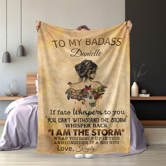 Personalized Badass Blanket, Custom Blanket Gift for Bestie, Personalized Blanket Gift For Mom, Gift for Daughter, Support Gift