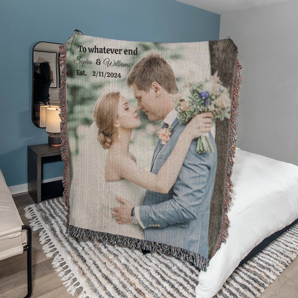 Custom Photo Woven Blanket, Personalized Woven Blanket, Ist Anniversary Gift