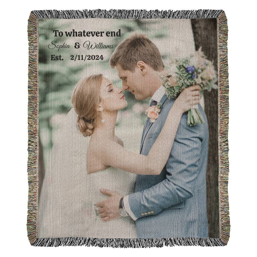 Custom Photo Woven Blanket, Personalized Woven Blanket, Ist Anniversary Gift