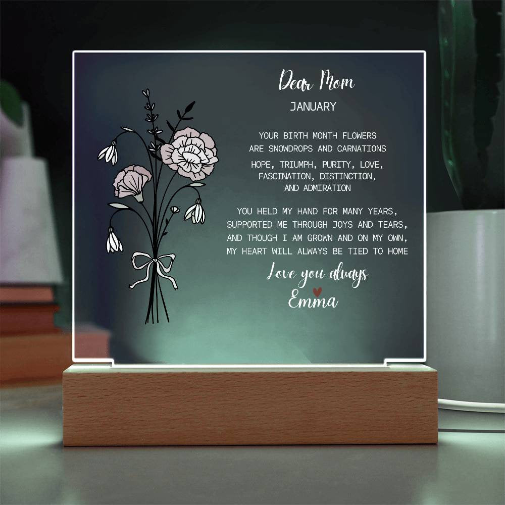 Mom's Gift, Birth Month Flower, Custom birth flower month Gift for Mom, Personalized Gifts for Grandma, Mother's Day Gifts