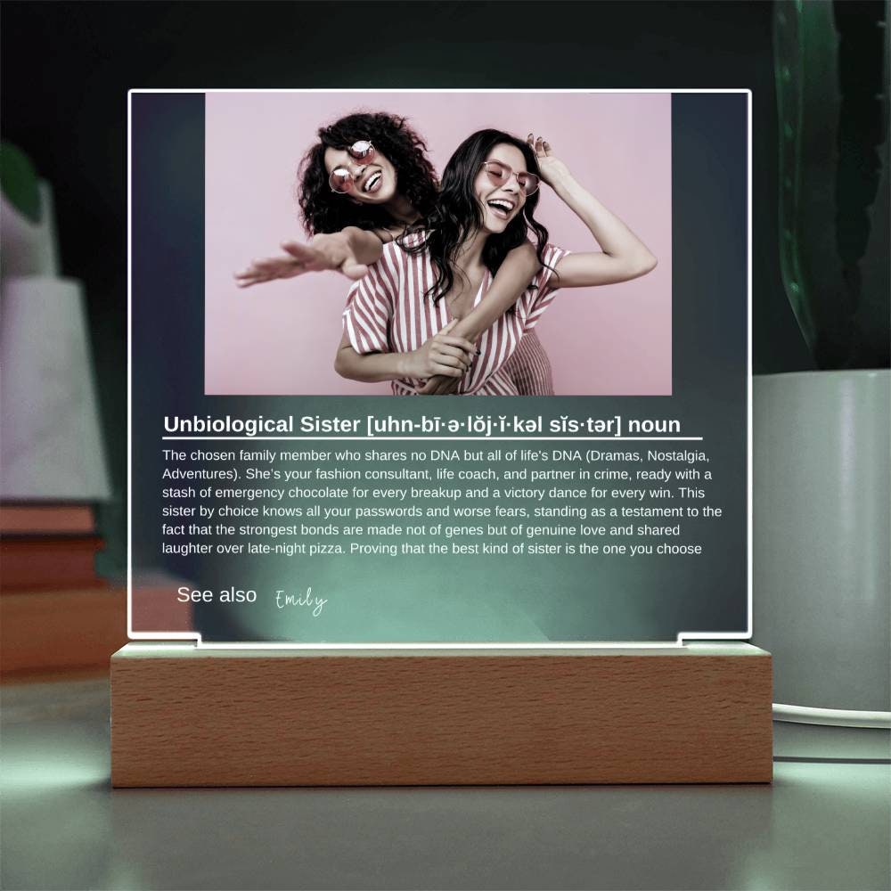 Personalized Led Night Light Bestie Gift, Custom Best Friend Sister Gift, Custom Friendship Gift, Personalized Unbiological Sister Gift