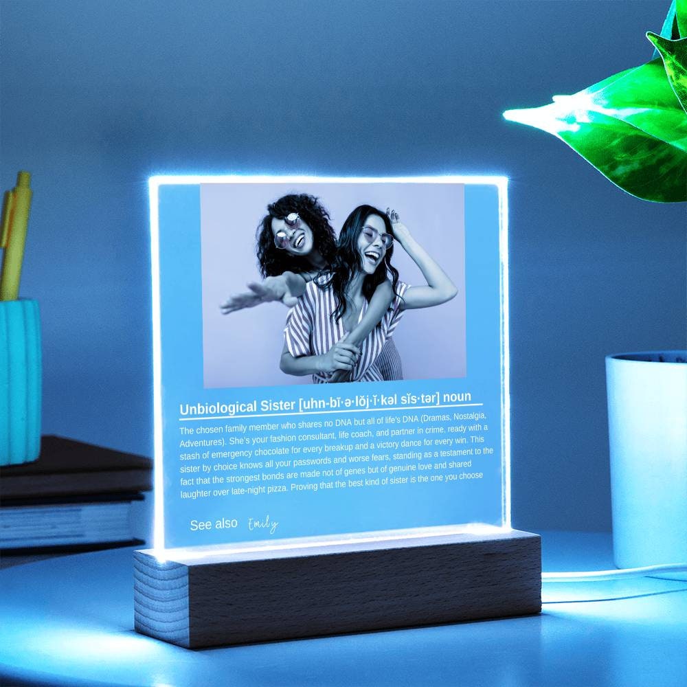 Personalized Led Night Light Bestie Gift, Custom Best Friend Sister Gift, Custom Friendship Gift, Personalized Unbiological Sister Gift