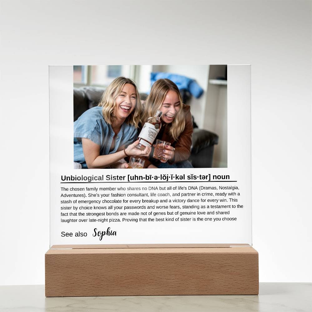 Personalized Led Night Light Bestie Gift, Custom Best Friend Sister Gift, Custom Friendship Gift, Personalized Unbiological Sister Gift