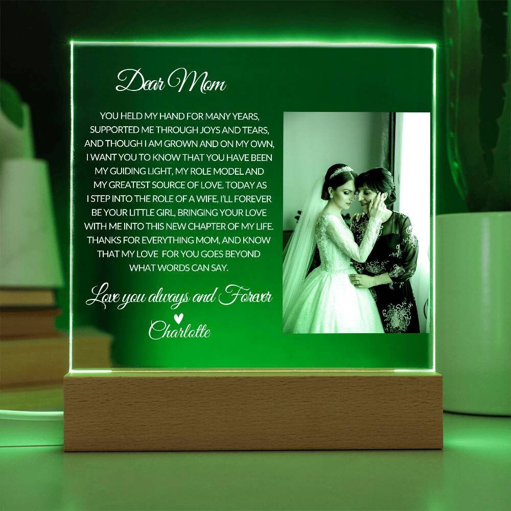 Personalized Mother of the Bride Gift from Daughter, Mother Daughter Custom Acrylic Plaque, Wedding Gift for Mom, Custom Night Light