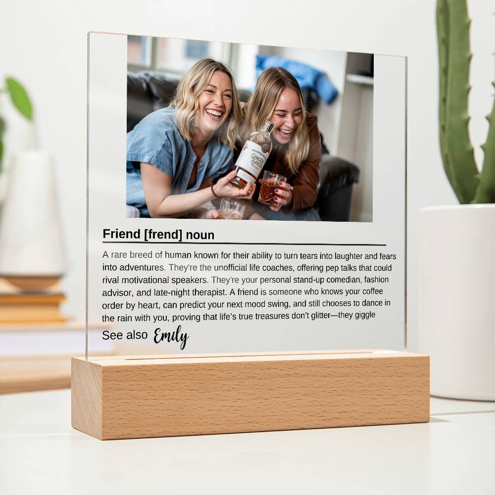 Personalized Led Night Light Gift for Friend, Custom Best Friend Gift, Custom Photo Gift, Friendship Gift