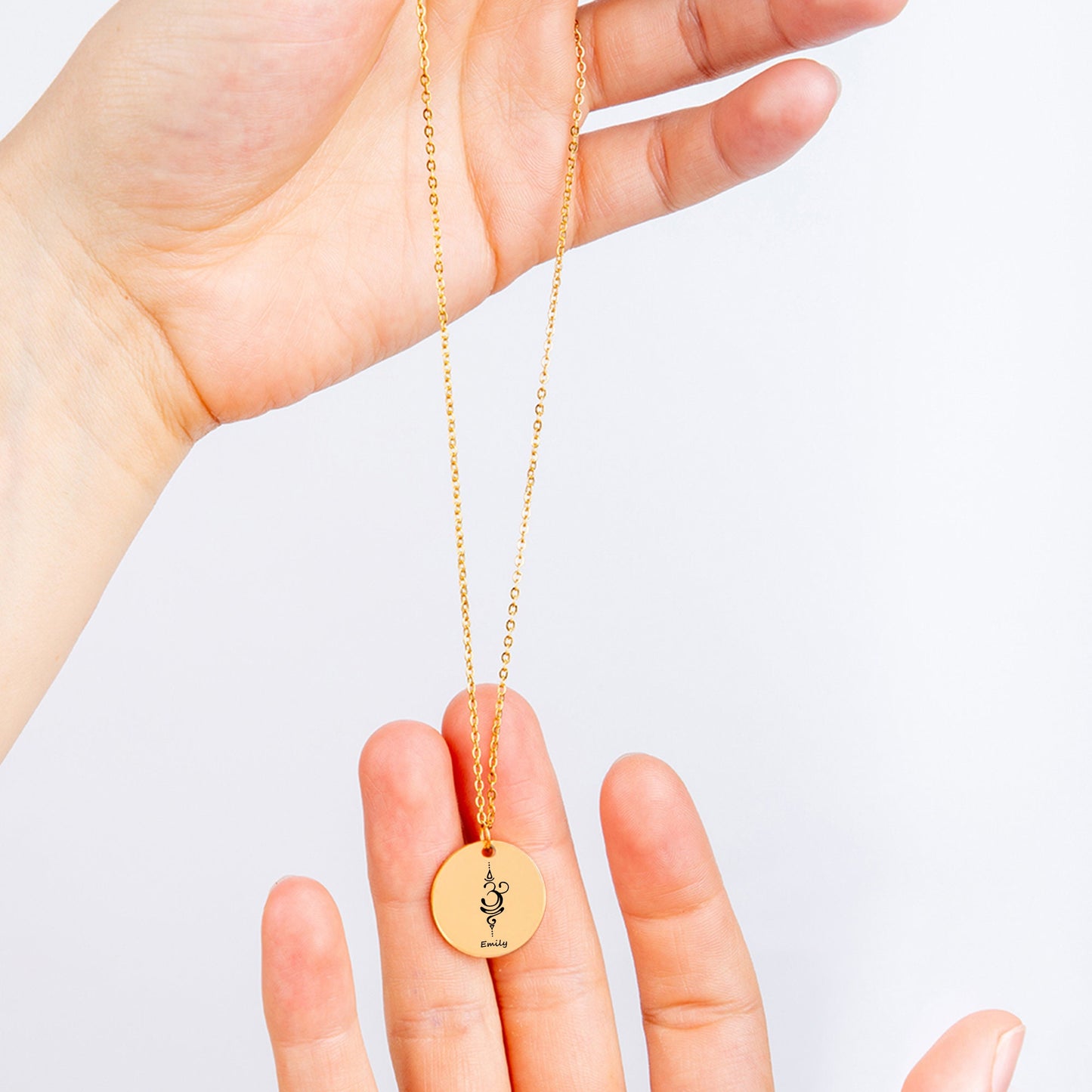 Custom "Just Breathe" Dainty Necklace with Engraved Breathe Symbol - Personalized Inspirational Jewelry - Gift for Strength and Peace - WH2