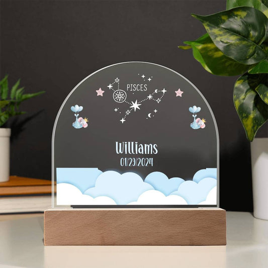 Personalized LED Night Light, Customizable Zodiac Nursery Décor with Name, Dimmable Bedside Lamp, Customizable Zodiac LED Night Light, Pers