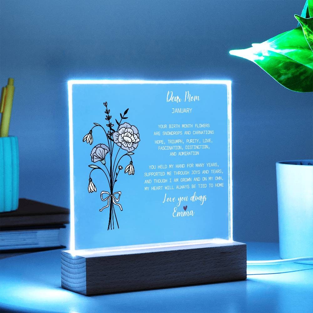 Mom's Gift, Birth Month Flower, Custom birth flower month Gift for Mom, Personalized Gifts for Grandma, Mother's Day Gifts