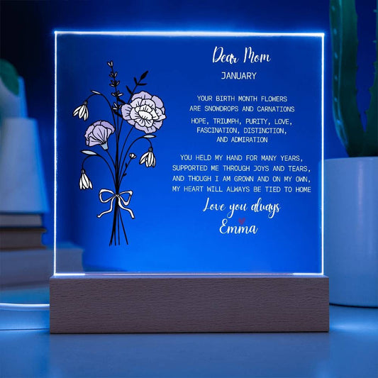 Mom's Gift, Birth Month Flower, Custom birth flower month Gift for Mom, Personalized Gifts for Grandma, Mother's Day Gifts