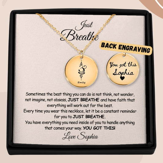 Gift for Friend, Yoga minimalist Gift, Just Breathe Necklace, Custom Necklace, Personalized Necklace, Encouragement Gift, Supportive Gift