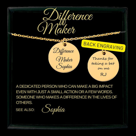 Difference Maker Definition | Teacher Appreciation |Life Coach | Personalized Appreciation Gift | Personalized Necklace For Difference Maker