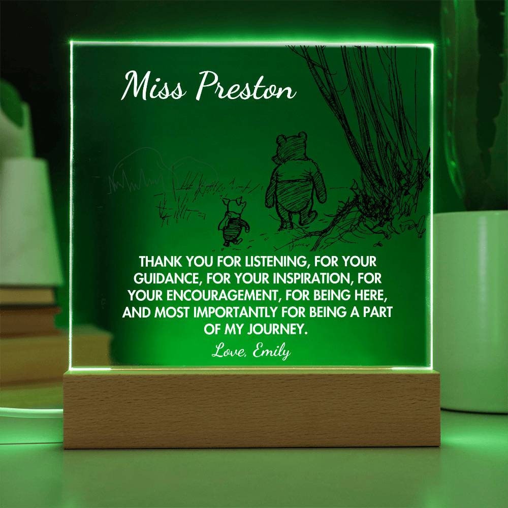 Personalized Thank You Keepsake with Winnie the Pooh Quote - Custom Acrylic Gift for Teachers, Mentors, Friends