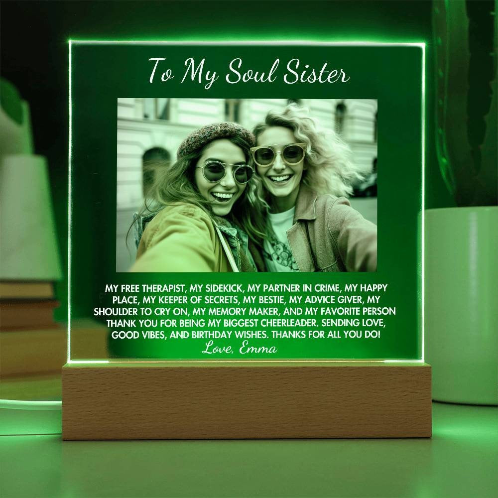 Custom Photo Collage Gift, Best friend picture frame, Birthday gift for her, LED Photo Gift, Gift For Soul Sister