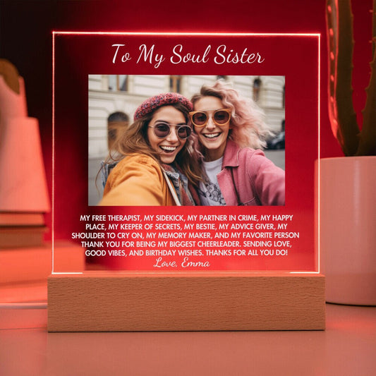 Custom Photo Collage Gift, Best friend picture frame, Birthday gift for her, LED Photo Gift, Gift For Soul Sister