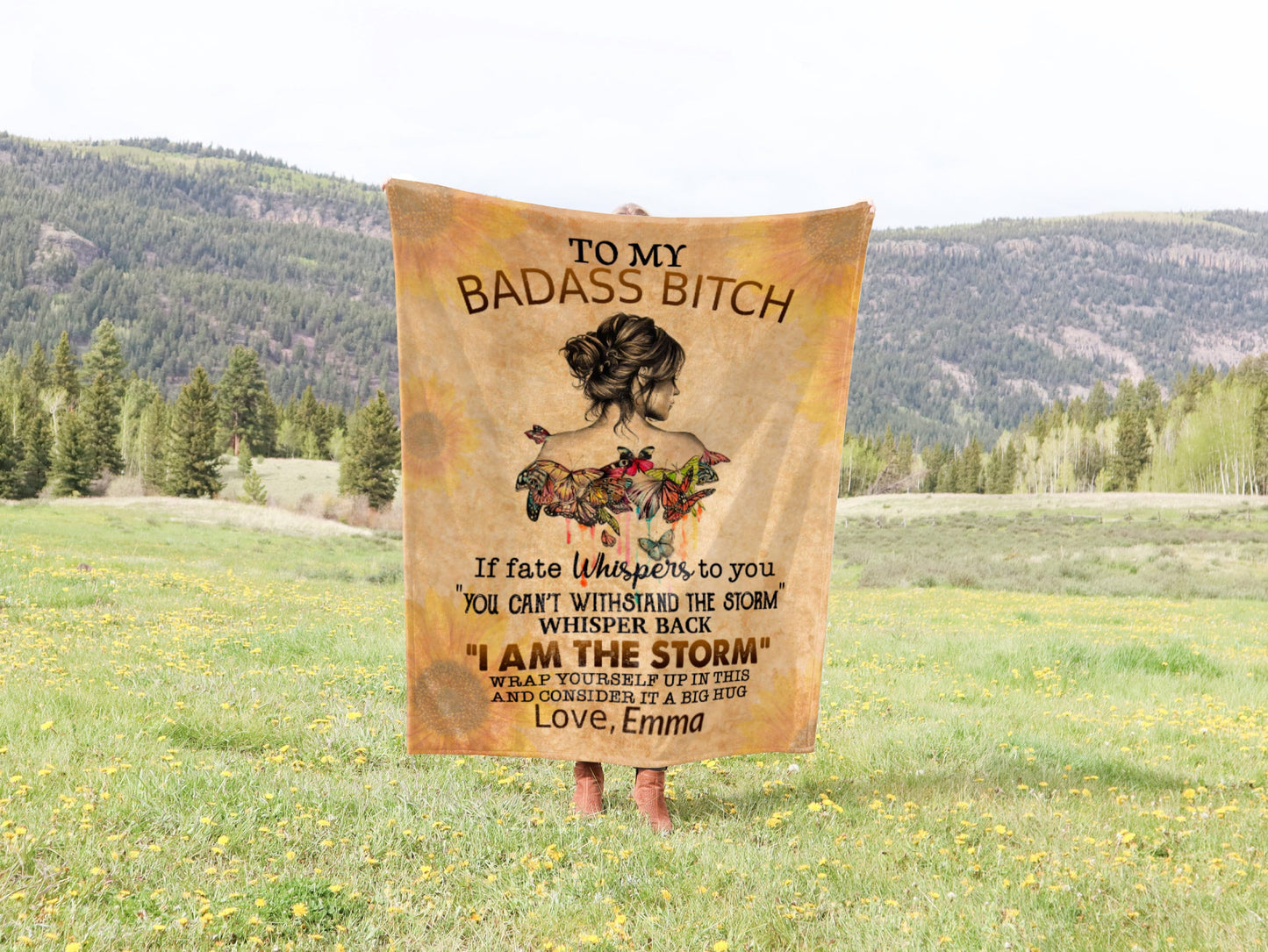 Personalized To My Badass Bitch Blanket, Custom Blanket, Custom Gift for Her, Gift For Bestie, Soul Sister Gift