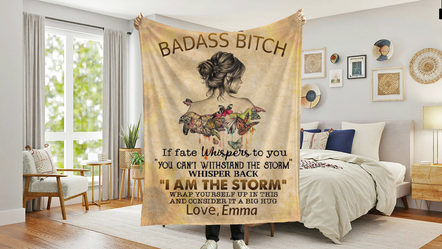 Personalized To My Badass Bitch Blanket, Custom Blanket, Custom Gift for Her, Gift For Bestie, Soul Sister Gift