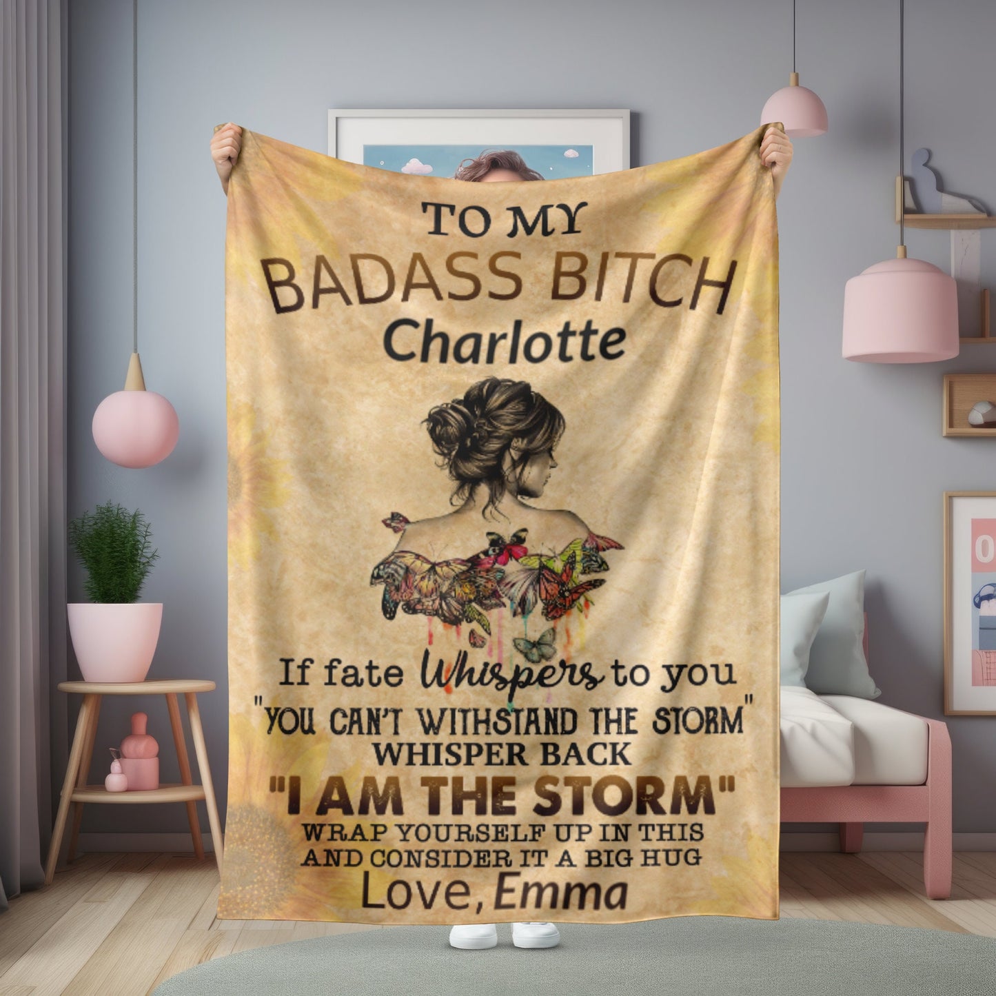 Personalized Blanket, Badass Bitch Blanket, Gift for Her, Gift for Bestie