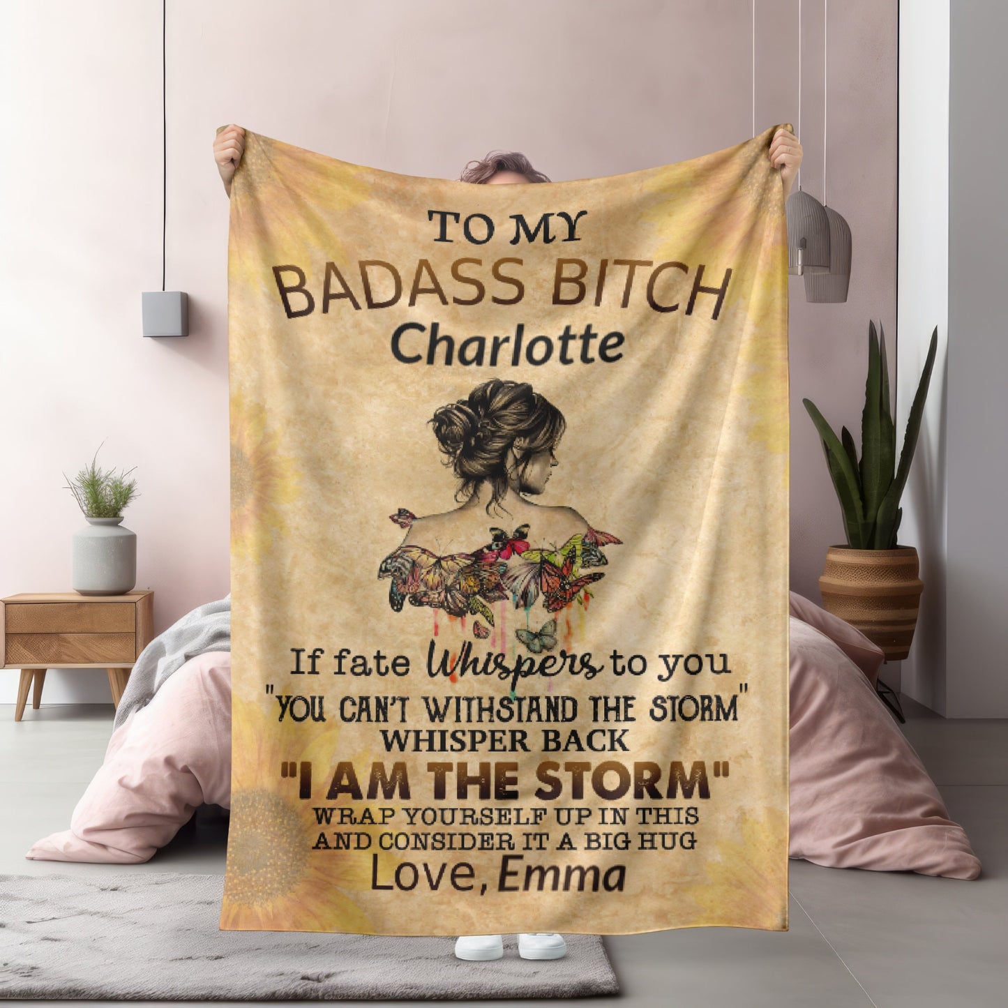 Personalized Blanket, Badass Bitch Blanket, Gift for Her, Gift for Bestie