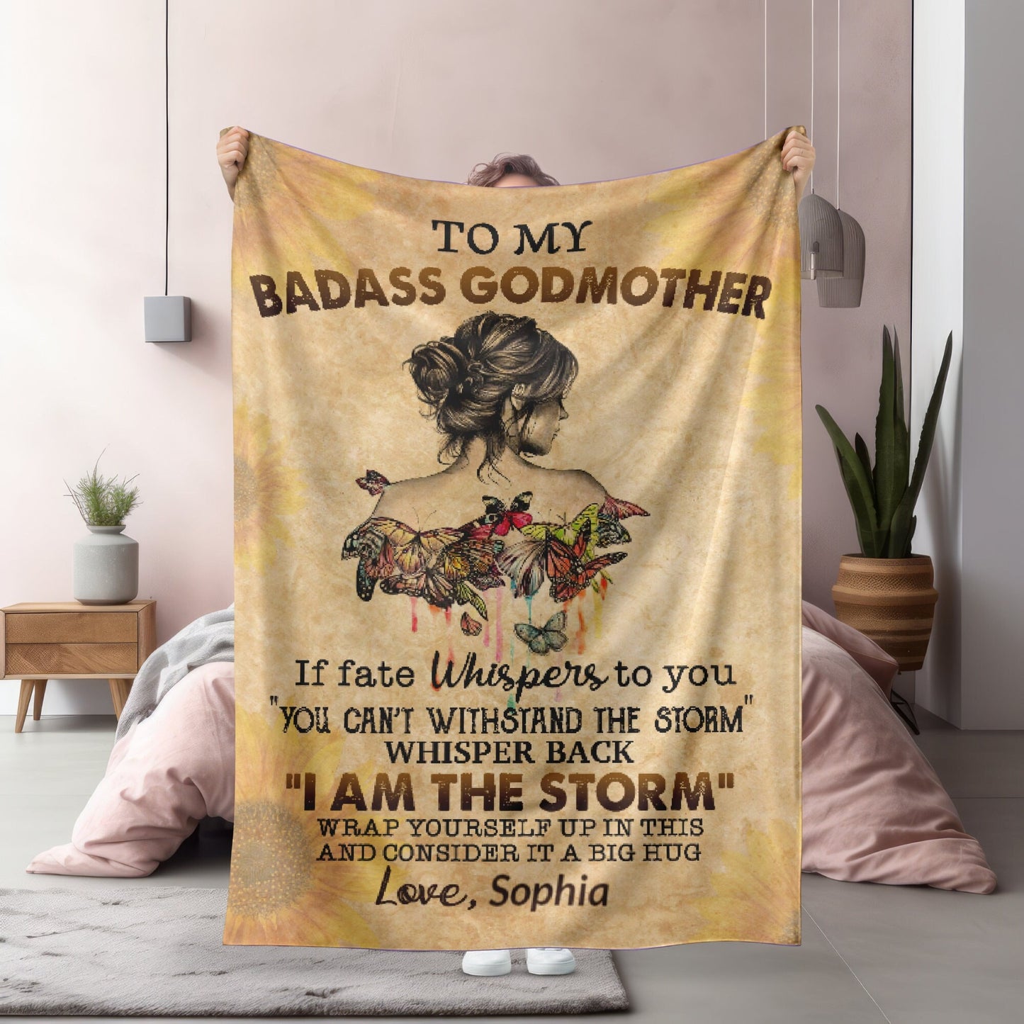 To My Badass Godmother Blanket, Gift for GodMother, Sentimental Gift, Birthday Gift from Godchild