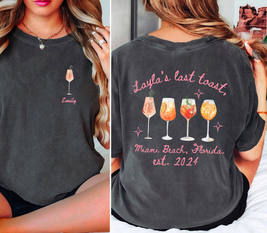 Custom Last Toast Bachelorette T-Shirt, Aperol Spritz Shirt, Personalized Bridesmaid Gift, Aperol Spritz Bachelorette