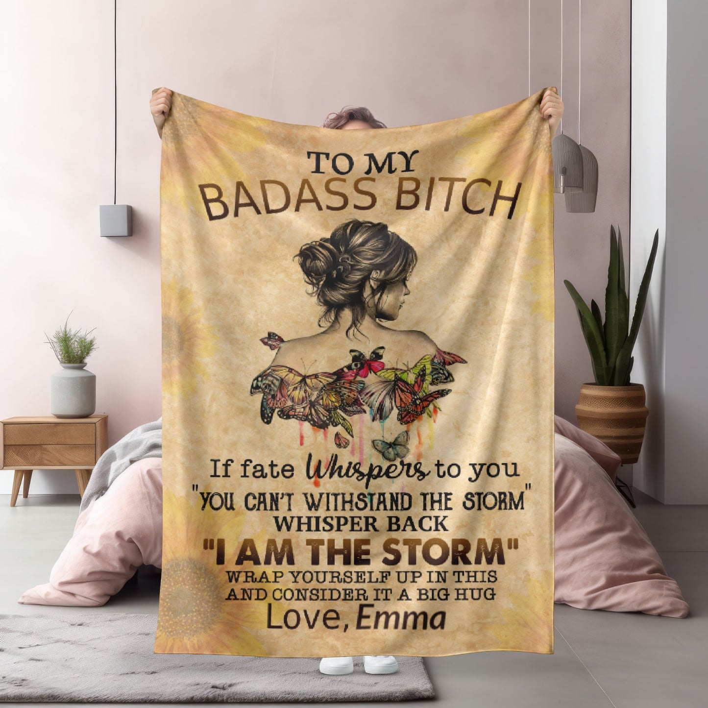 Personalized To My Badass Bitch Blanket, Custom Blanket, Custom Gift for Her, Gift For Bestie, Soul Sister Gift