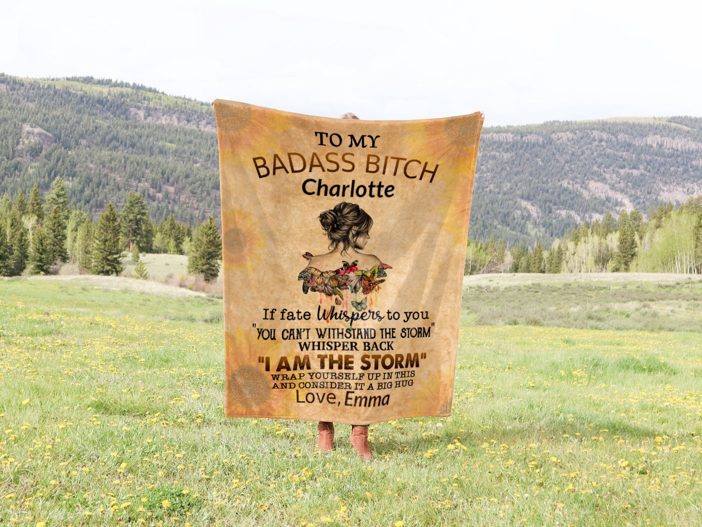 Personalized Blanket, Badass Bitch Blanket, Gift for Her, Gift for Bestie