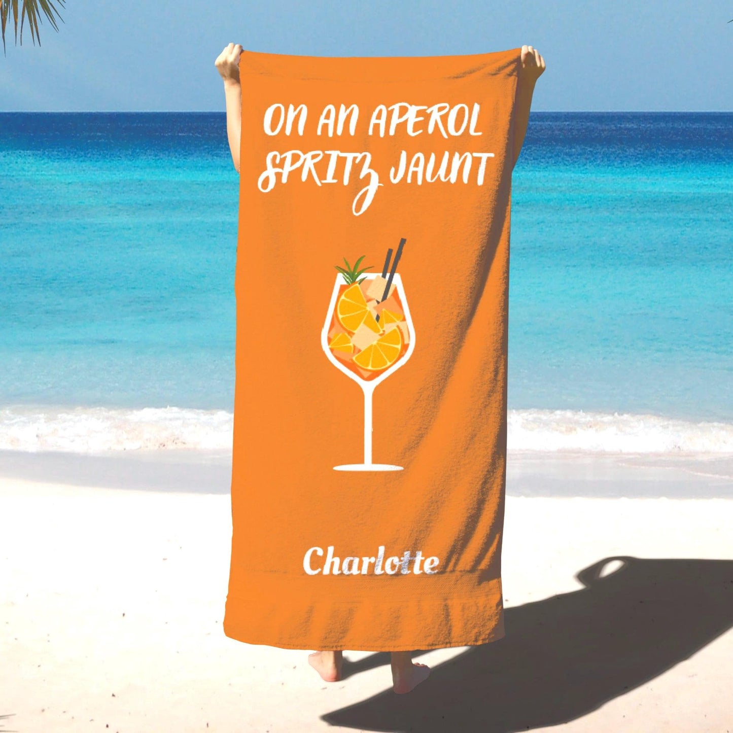 Personalized Beach Towel for Aperol Spritz Lovers, Custom Summer Gift for Her