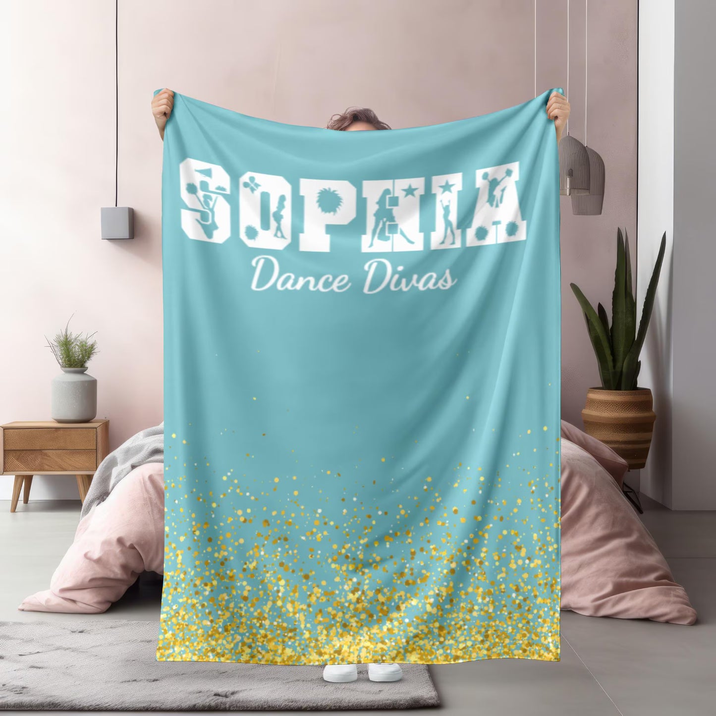 Personalized Cheerleader Blanket with Name and Team | Custom Dance Gift For Dancers