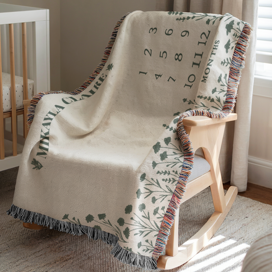Personalized Wildflower Milestone Woven Blanket