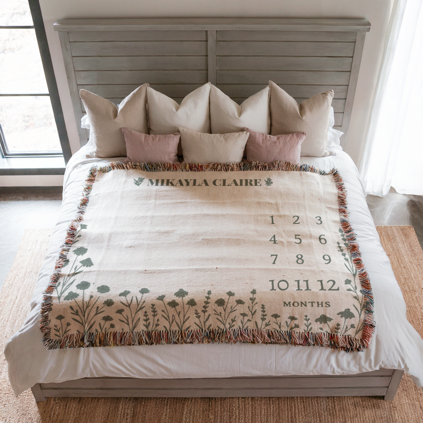 Personalized Wildflower Milestone Woven Blanket