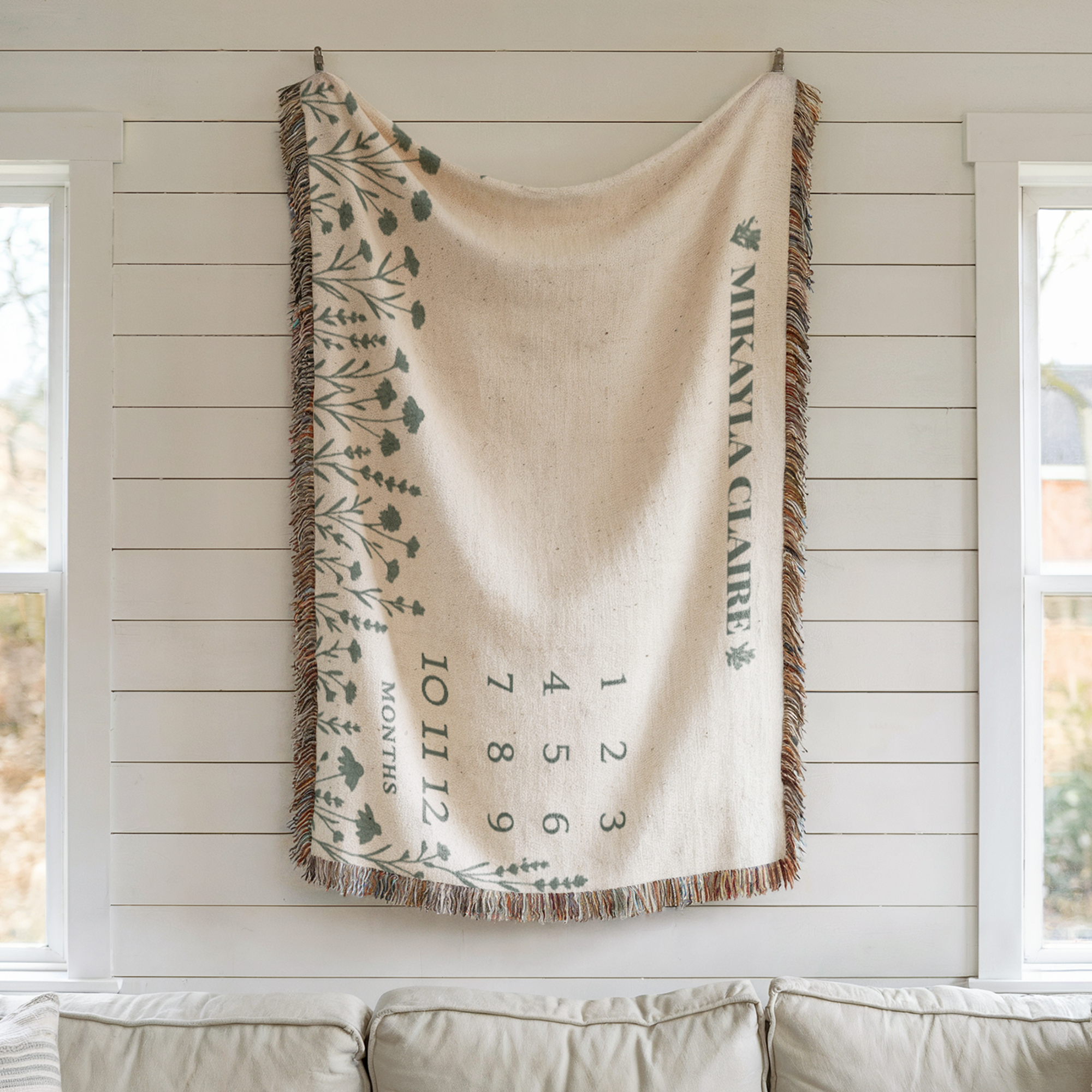 Personalized Wildflower Milestone Woven Blanket