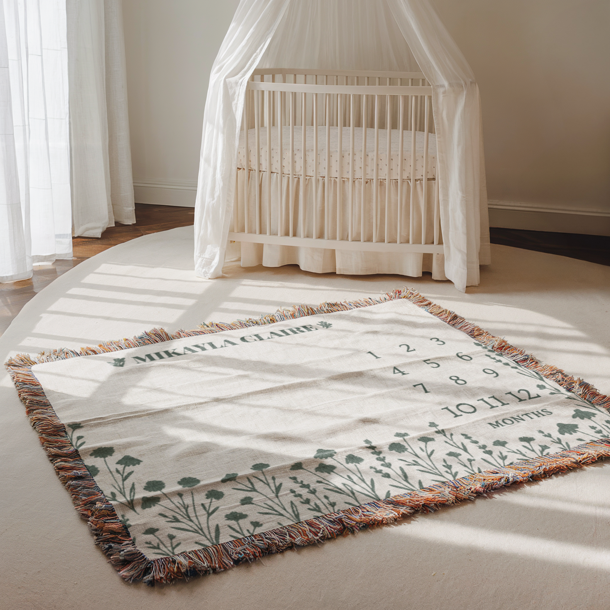 Personalized Wildflower Milestone Woven Blanket