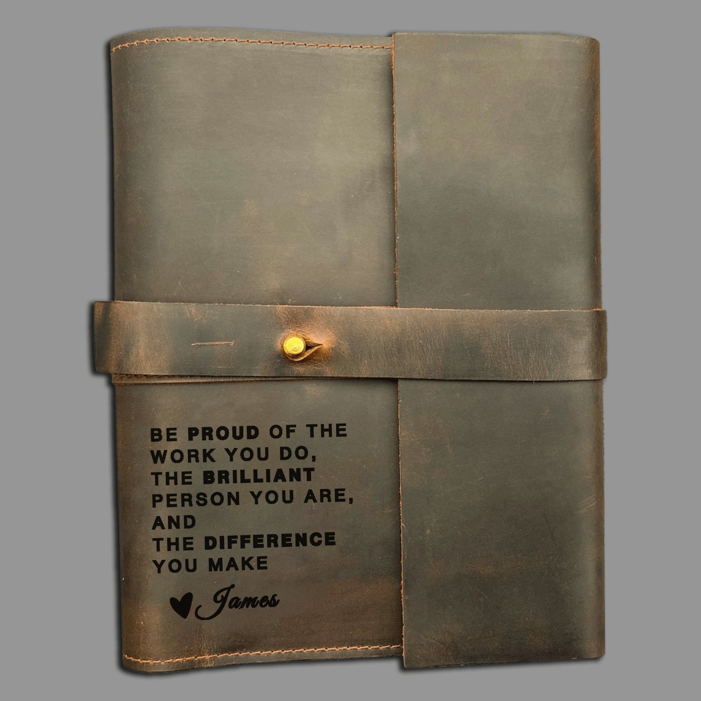 Personalized Leather Journal with Refillable A5 Notebook - Custom Leather Cover for Professionals - Inspirational Gift for Teachers & Leader
