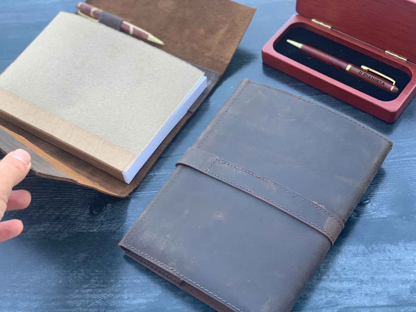 Personalized Leather Journal with Refillable A5 Notebook - Custom Leather Cover for Professionals - Inspirational Gift for Teachers & Leader