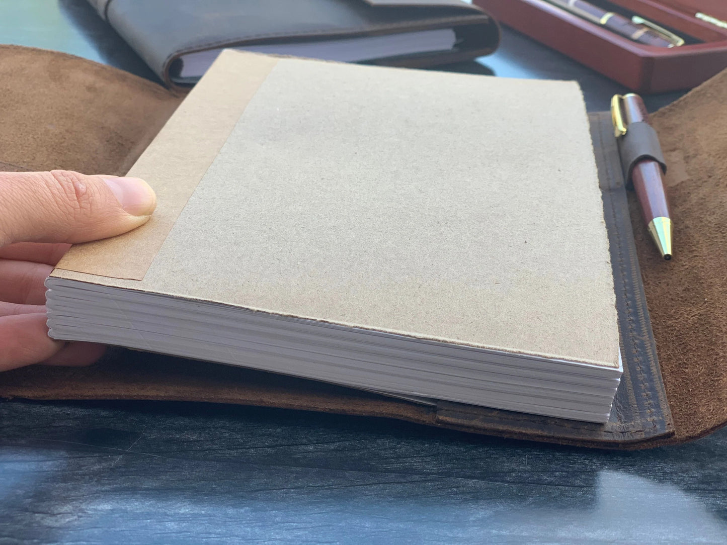 Personalized Leather Journal with Refillable A5 Notebook - Custom Leather Cover for Professionals - Inspirational Gift for Teachers & Leader