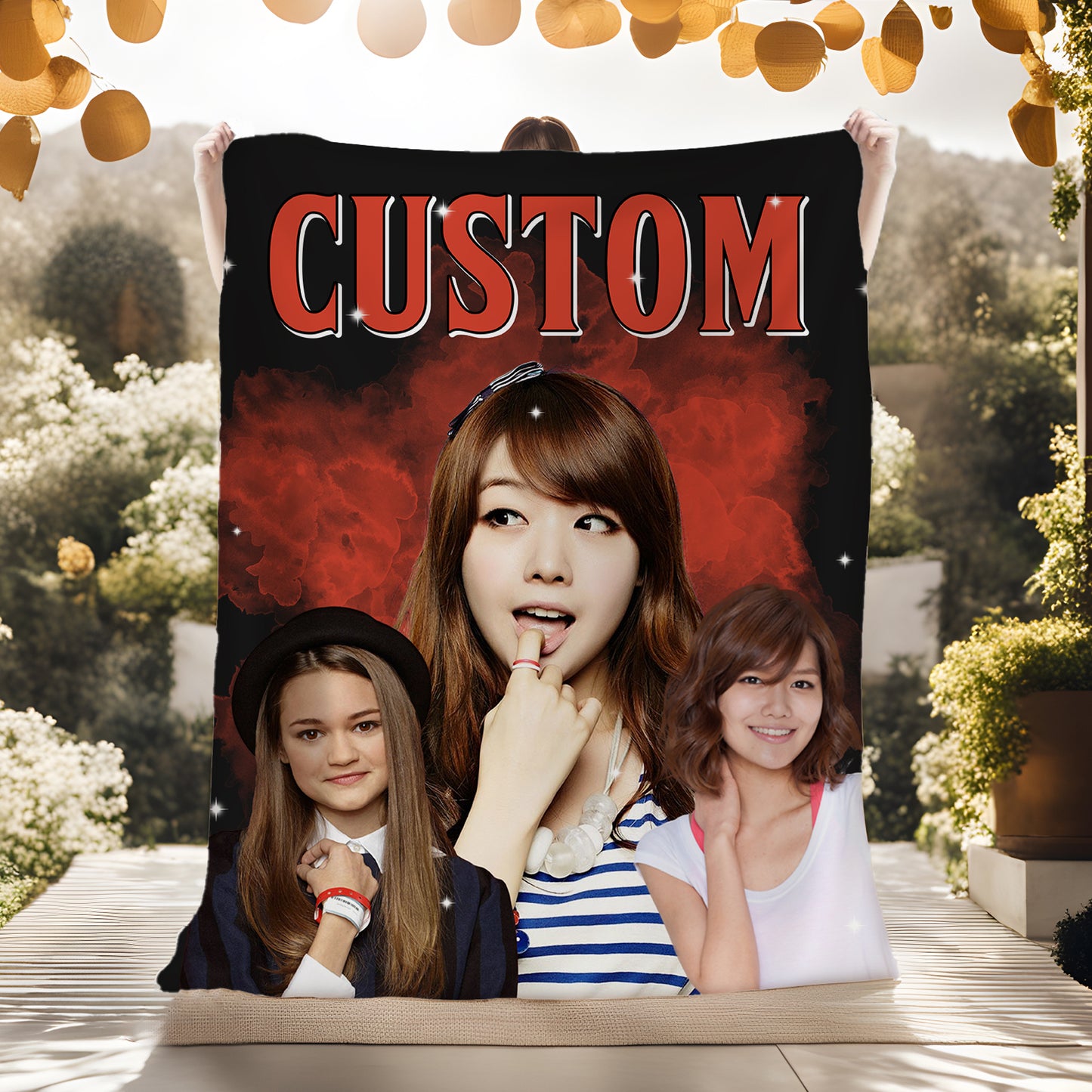 Custom Photo Collage Premium Black Sherpa Blanket - Gift for Family Members, Pet Lovers