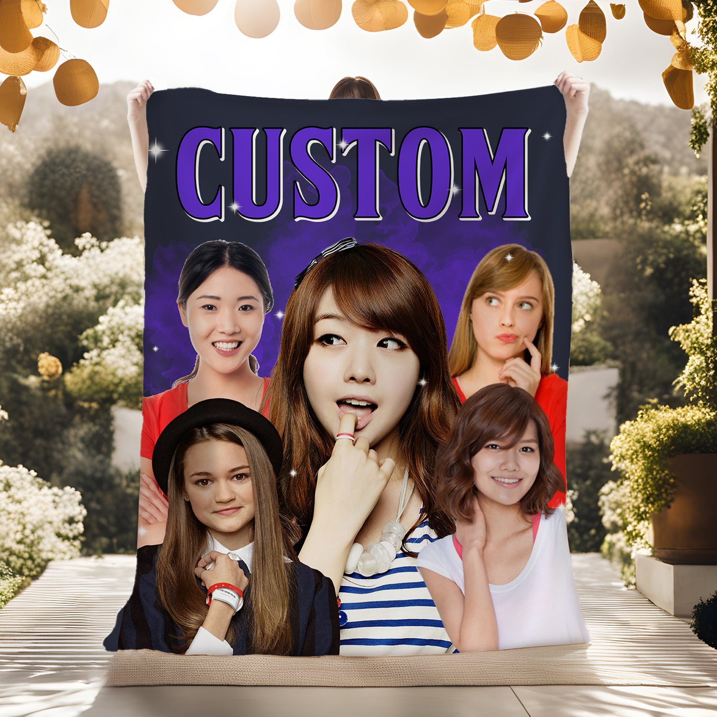 Custom Photo Collage Premium Black Sherpa Blanket - Gift for Family Members, Pet Lovers