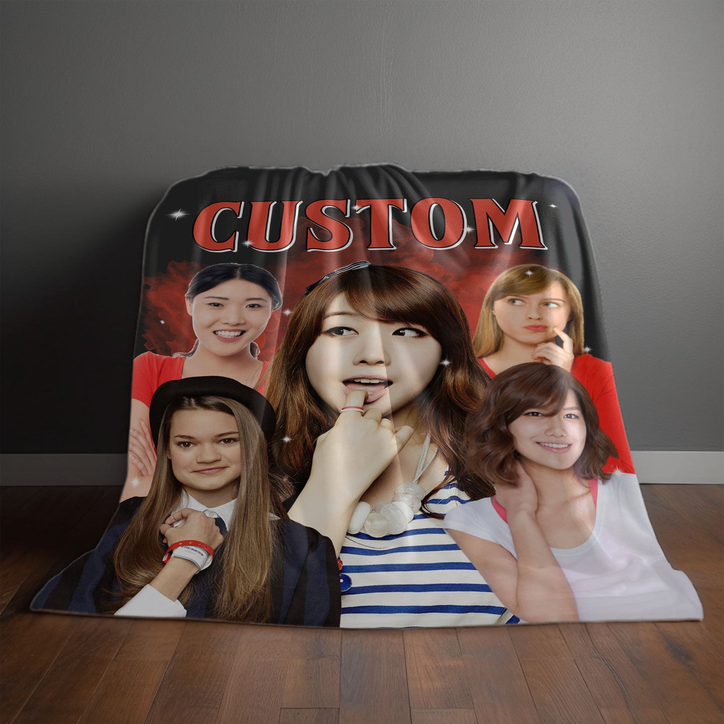 Custom Photo Collage Premium Black Sherpa Blanket - Gift for Family Members, Pet Lovers