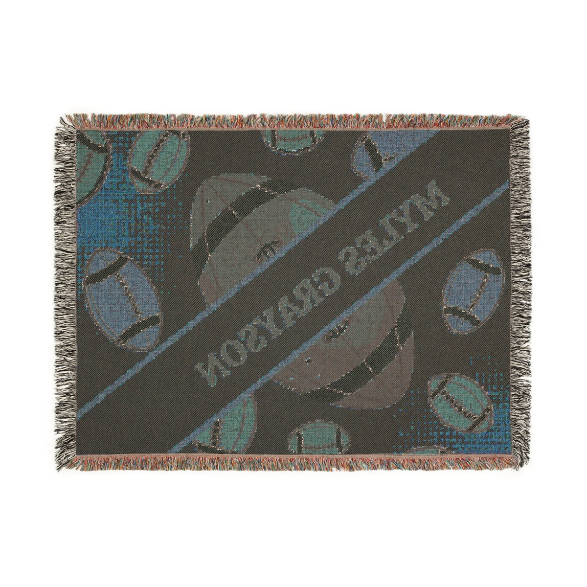 Personalized Football Woven Throw Blanket | Custom Nursery Baby Gift