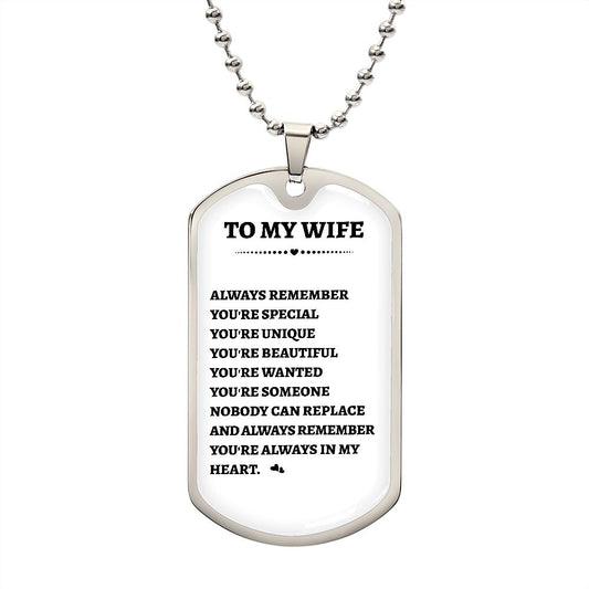 To My Wife Dog Tag