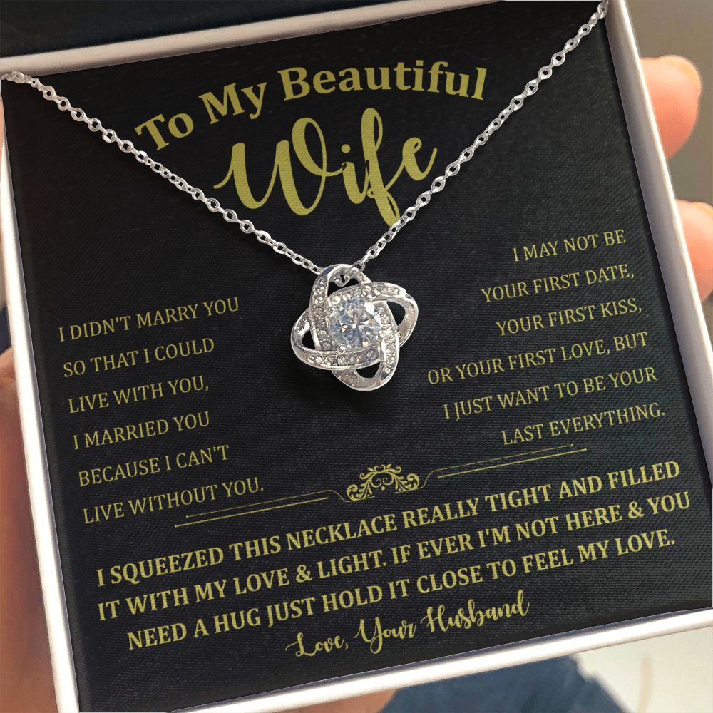 To My Beautiful Wife Love Knot Necklace