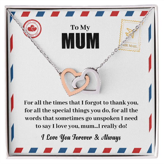 To My Mum beautiful Interlocking Heart Necklace Gift