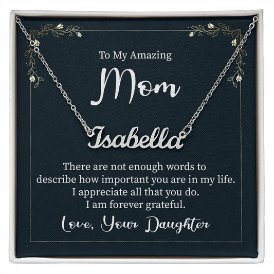 Personalize Name Necklace with Message Card For Mom