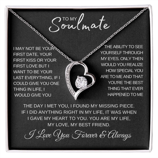 "Heartfelt Soulmate Necklace with Custom Love Message Card - Romantic Gift Idea"